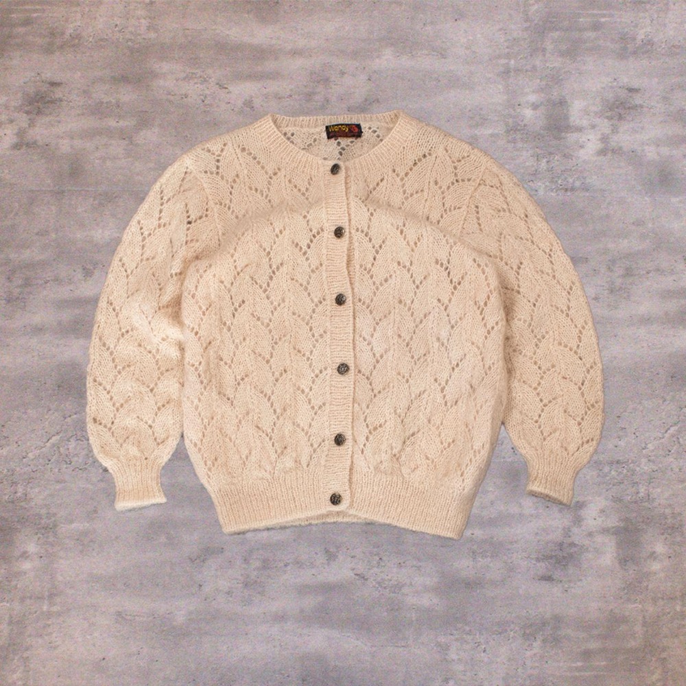 Vintage VTG 1980's Wendy's Mohair Cable Knit Baggy Oversize Cardigan